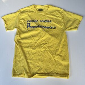Heron Hues Cosmic Lovers Peace in the World Tee T-Shirt Graphic Yellow